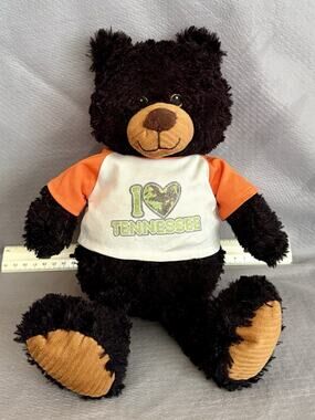 Plushology Stuffed Black Teddy Bear Souvenir Animal Plush “I ❤️ Tennessee” Camo